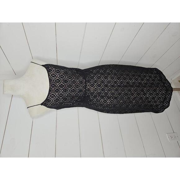 J Crew size 4 black lace with beige liner midi dress - Picture 2 of 6